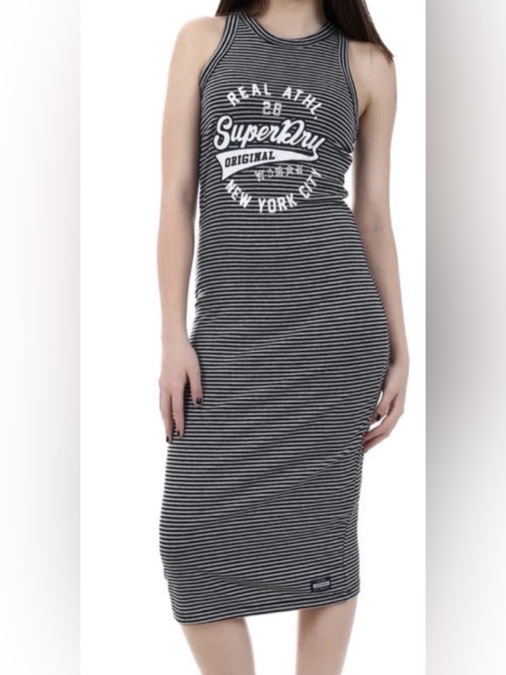 Super-Dry ~ Size L ~ Knitted Gritty Stripe Jersey Midi Dress